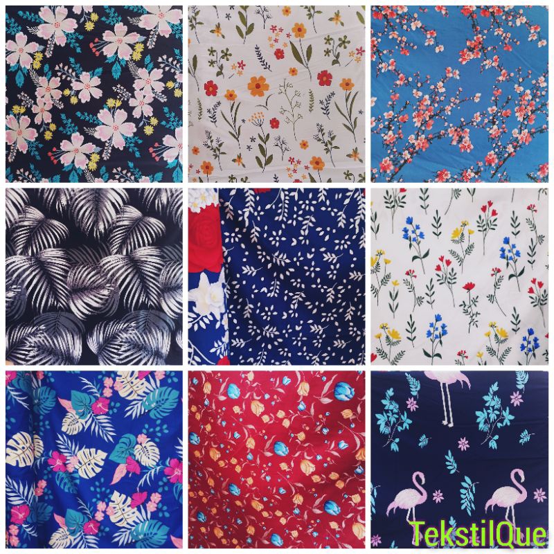 BAHAN KAIN SPREI METERAN MOTIF BUNGA FLORA SHABBY MUKENA DRESS DASTER L 240