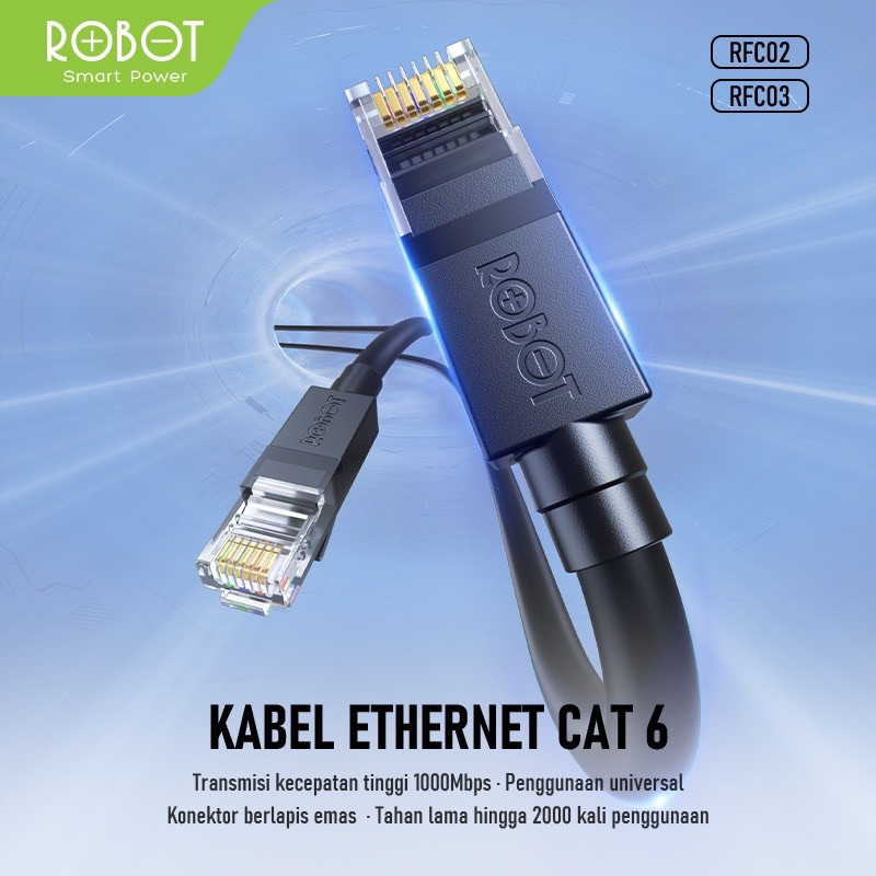 ROBOT - Ethernet Cabel RFC02 RFC03 / Kabel LAN UTP CAT6 Compatible With All RJ45 Universal Original - Garansi 1 Tahun