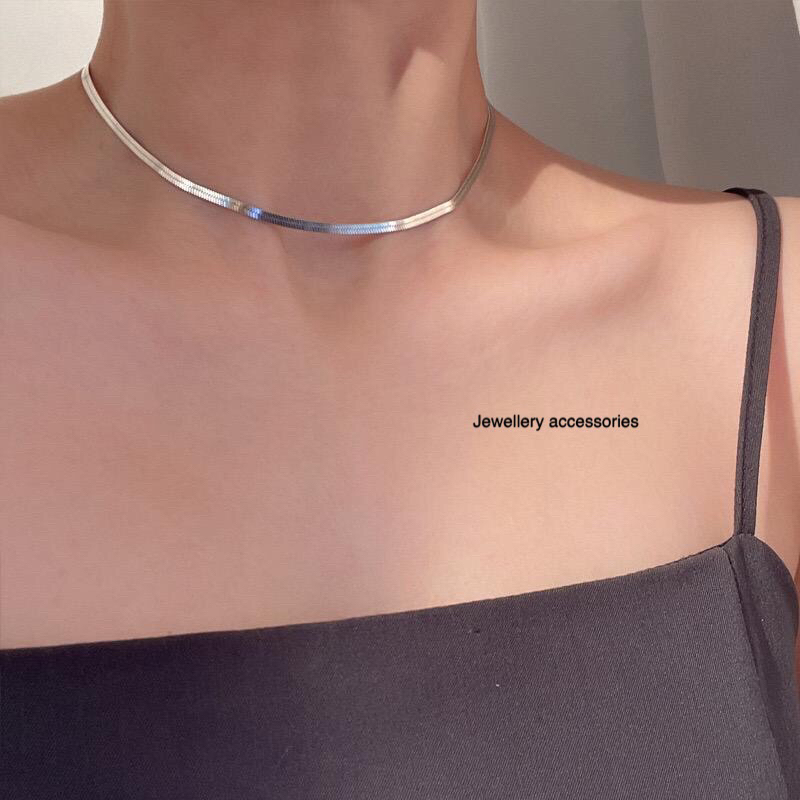 Kalung Titanium Choker Belut Silver Korea Elegan Fashion Style