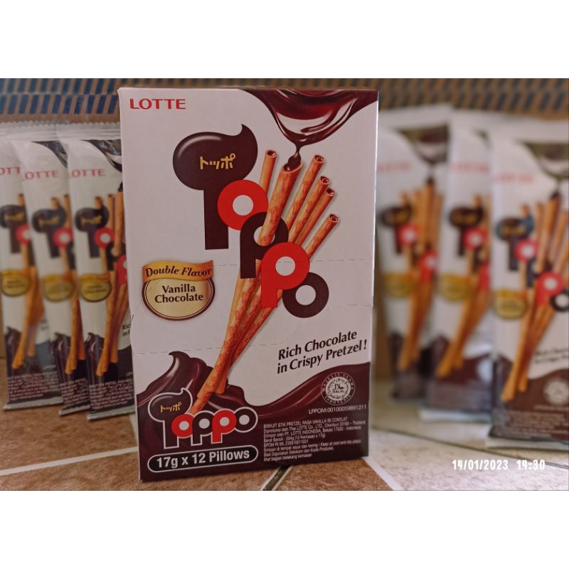 

TOPPO LOTTE rich chocolate in crispy pretzel / makanan ringan