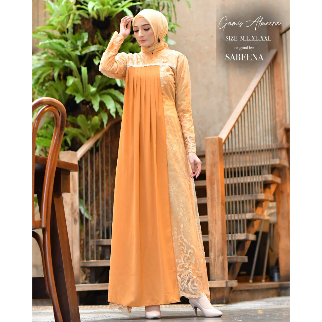 HANIN Gamis Kondangan / Gamis Pesta Mewah Jumbo / Gamis Brokat Tile Mutiara / Gamis Brukat / Maxi Dress