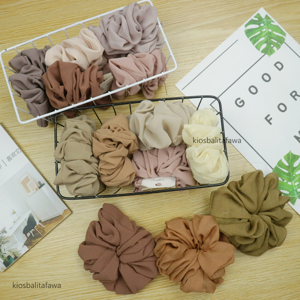 Ikat Rambut Scrunchie / Kunciran Cepol JIlbab Aksesories Wanita Korean Style Kuncir Polos Hijab Kualitas Import Babycinnamon