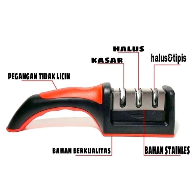 Alat pengasah pisau gunting 3 slot kepala triple head slot knife knive