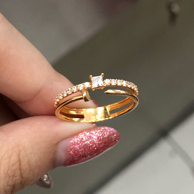 L12- CINCIN SOLITAIRE TUMPUK PAKU 1.7GR KADAR 375 UKURAN 15