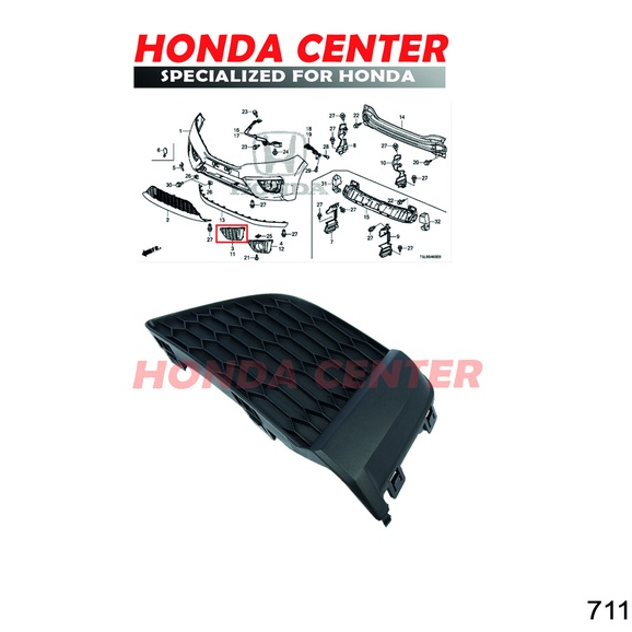 Cover tutup garnish fog light lamp lampu kabut lampu bumper bemper honda jazz gk5 2015 2016 tipe A