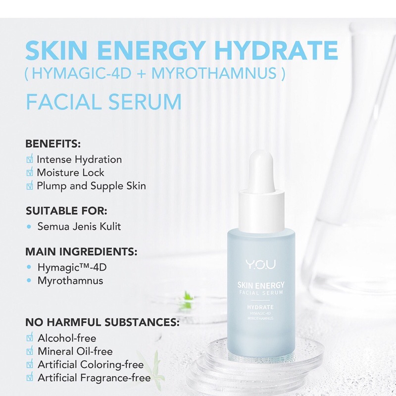 [BISA COD] Y.O.U - YOU Skin Energy Facial Serum Hydrate (Hymagic-4D + Myrothamnus) - Serum YOU - Serum Hydrate YOU
