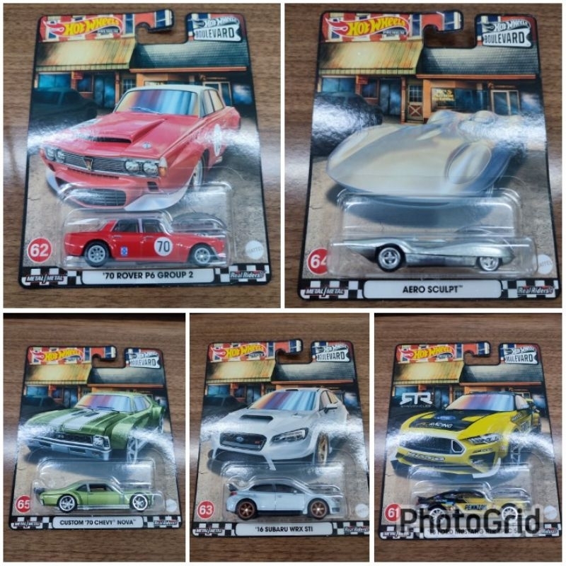 HOT WHEELS BOULEVARD MIX N 18 ford mustang rtr spec 5 16 subaru rx sti custom 70 chevy nova aero sculpt 70 rover p6 group 2