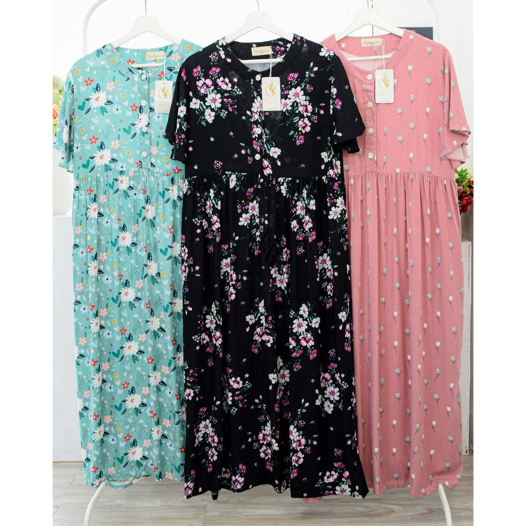 IFANI || Olivia Homedress || Lengan Ruffle || Viscose Premium || Kemala Homewear || Dress Rumahan ||