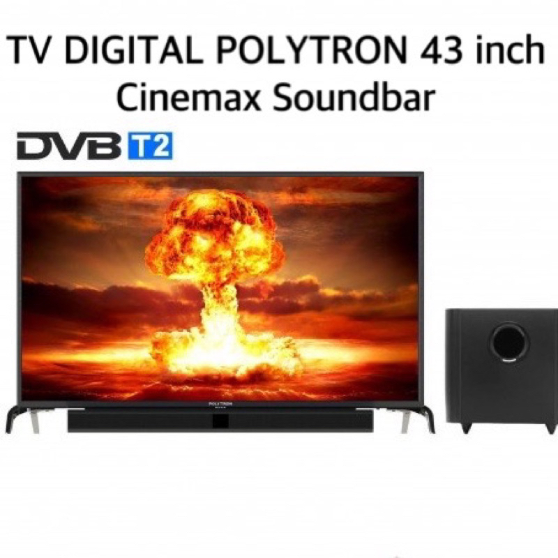 TV Digital Polytron 43 inch Cinemax Soundbar. 43BV1558. TV LED garansi 5 tahun