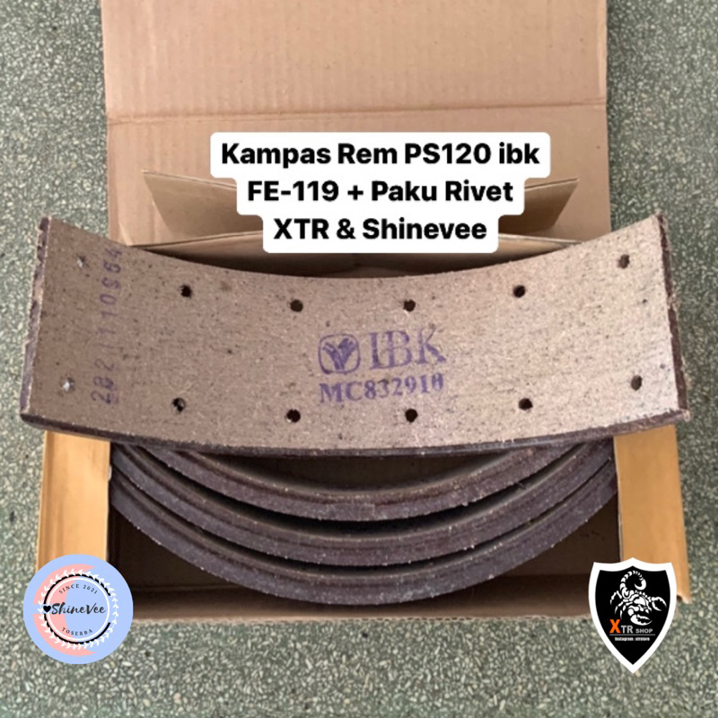 Kampas Rem PS120 IBK FE-119 + Paku kampas Rivet Brake Linning Coltdiesel FE119
