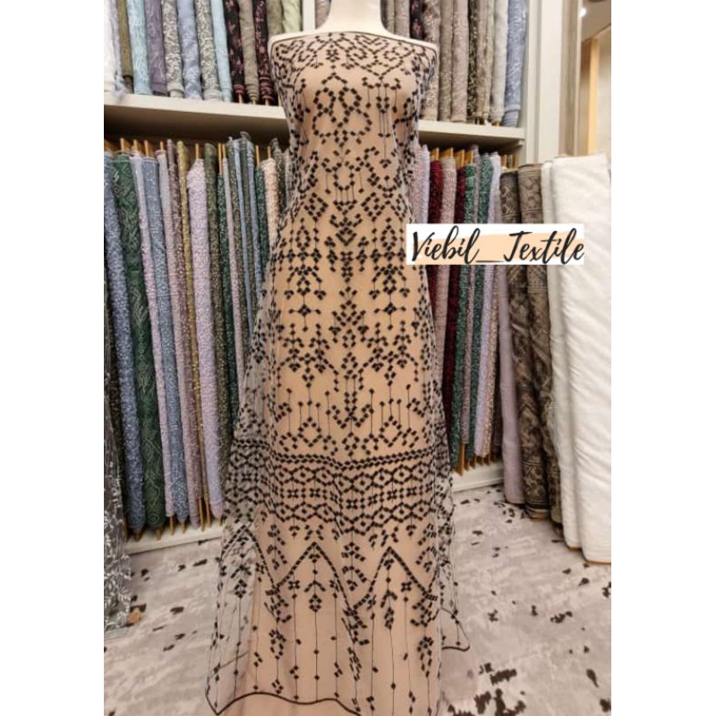 Kain tulle embordiery sapto tille embordiery etnik sumba harga persetengah meter 0.50 cm