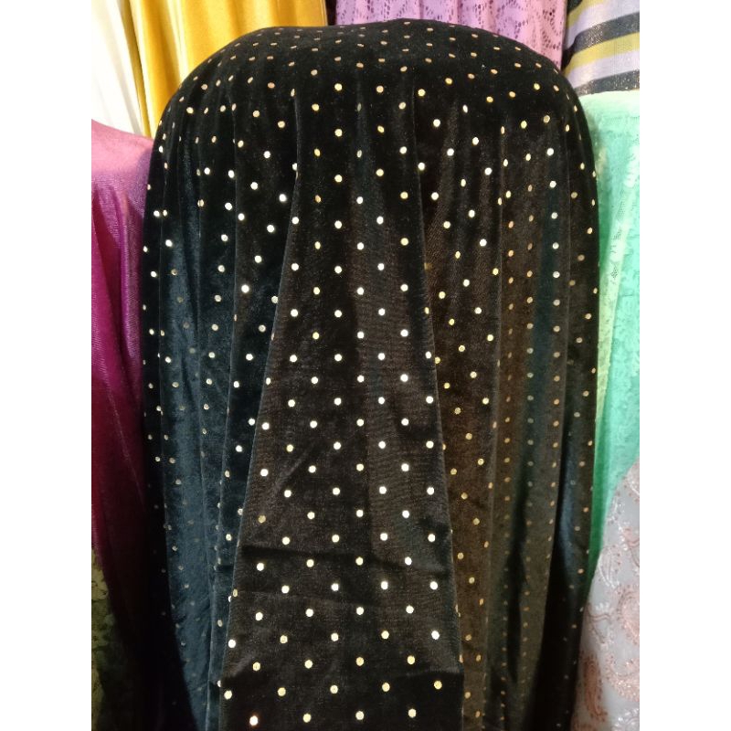kain/bahan bludru hitam dot | bludru garment