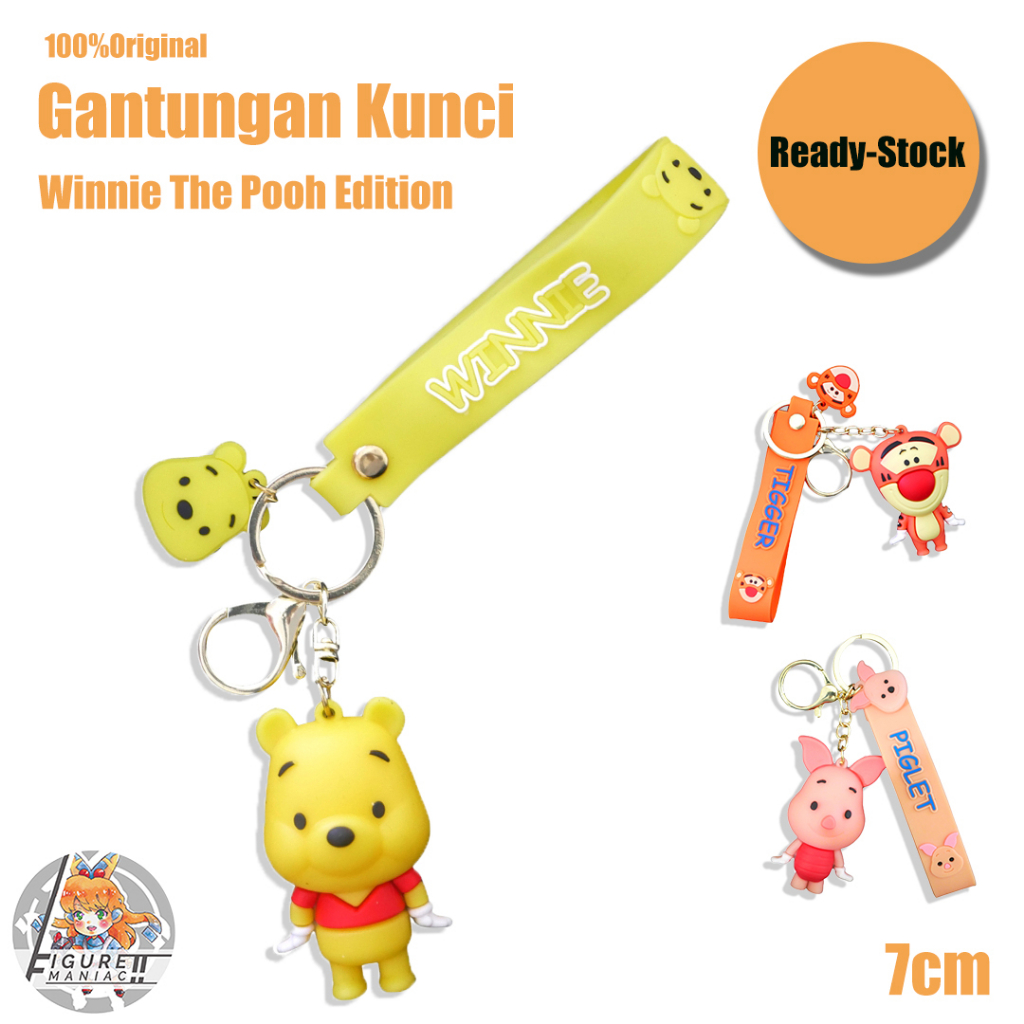 Figure Maniac - Gantungan Kunci Winnie The Pooh 3D Edition 7 cm Premium Import Tiger Pigglet Gantungan Kunci Lucu Gantungan Kunci Cute