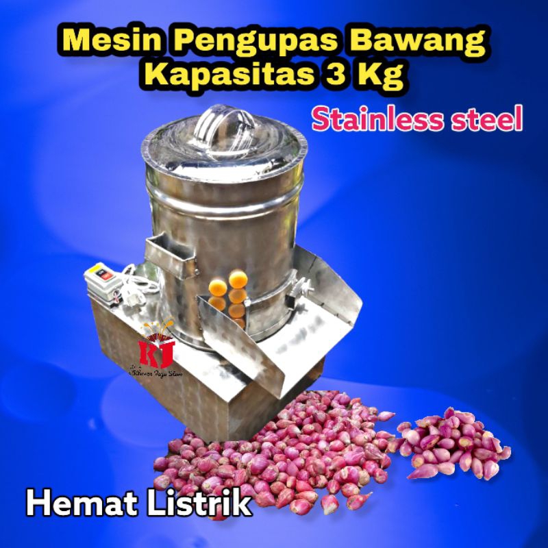 Mesin Kupas Pengupas Bawang Kapasitas 3 KG - Alat Kupas Kulit Bawang Merah Putih Otomatis Stainless