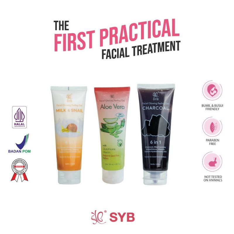SYB FACIAL GLOWING PELLING GEL ALOE VERA 130ML / SYB PELLING GELL MILK & SNAIL / SYB PELLING GELL CH