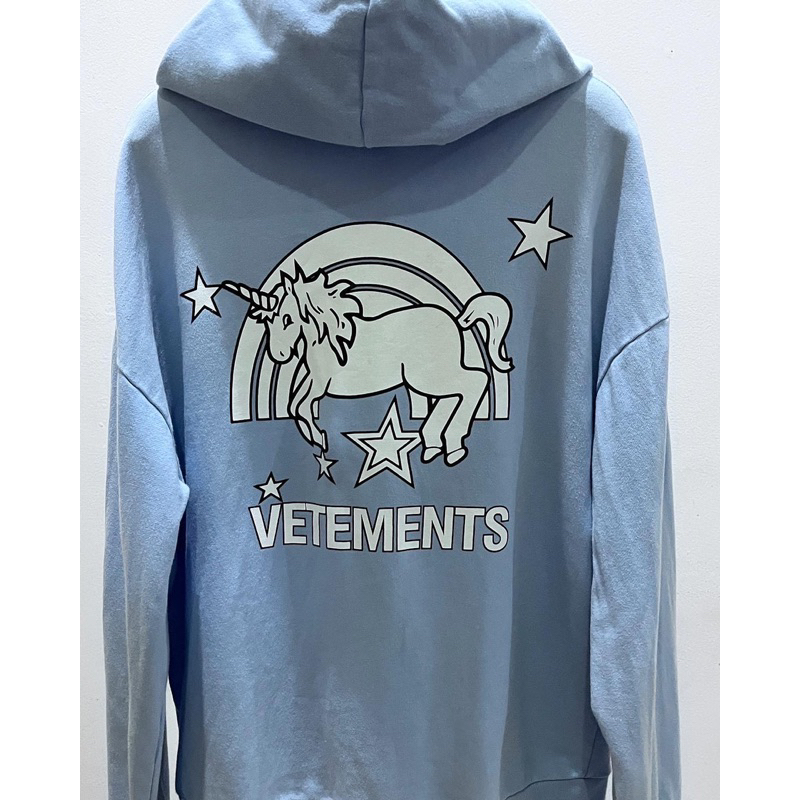 Hoodie Jacket VETEMENTS BABY BLUE UNICORN PRINT OVERSIZED