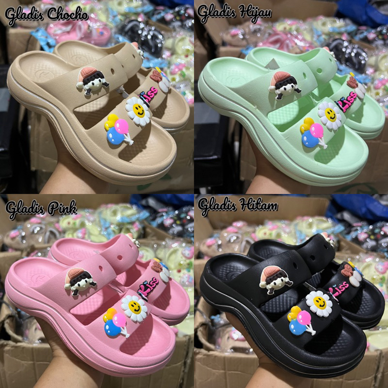 Sandal Slop Fuji wedges anak motif gladis