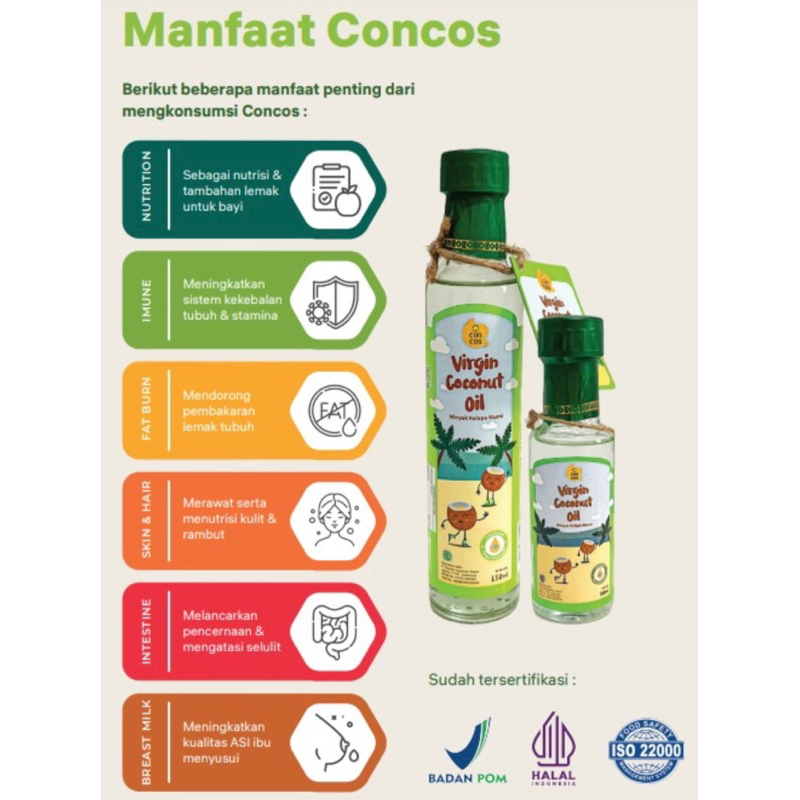 Virgin Coconut Oil Kids VCO Concos Minyak Kelapa Murni 100ml untuk tambahan Lemak MPASI