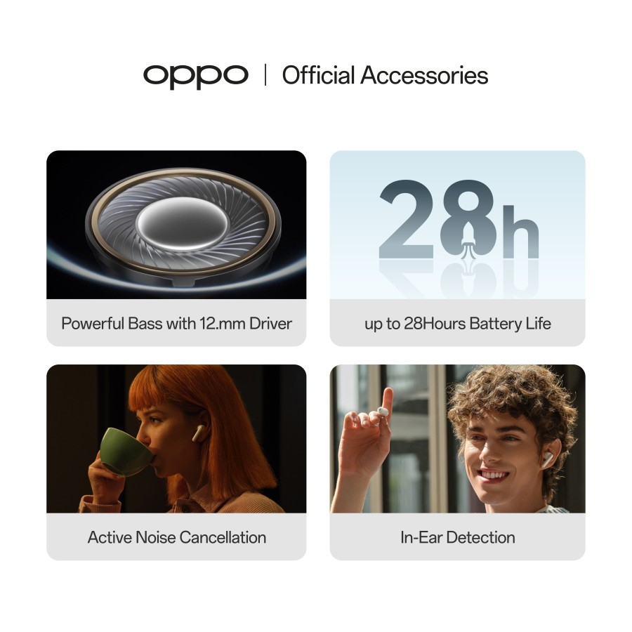 OPPO Enco Air2 Pro TWS [Powerful Bass, Up to 28 Hours Battery] Resmi OPPO