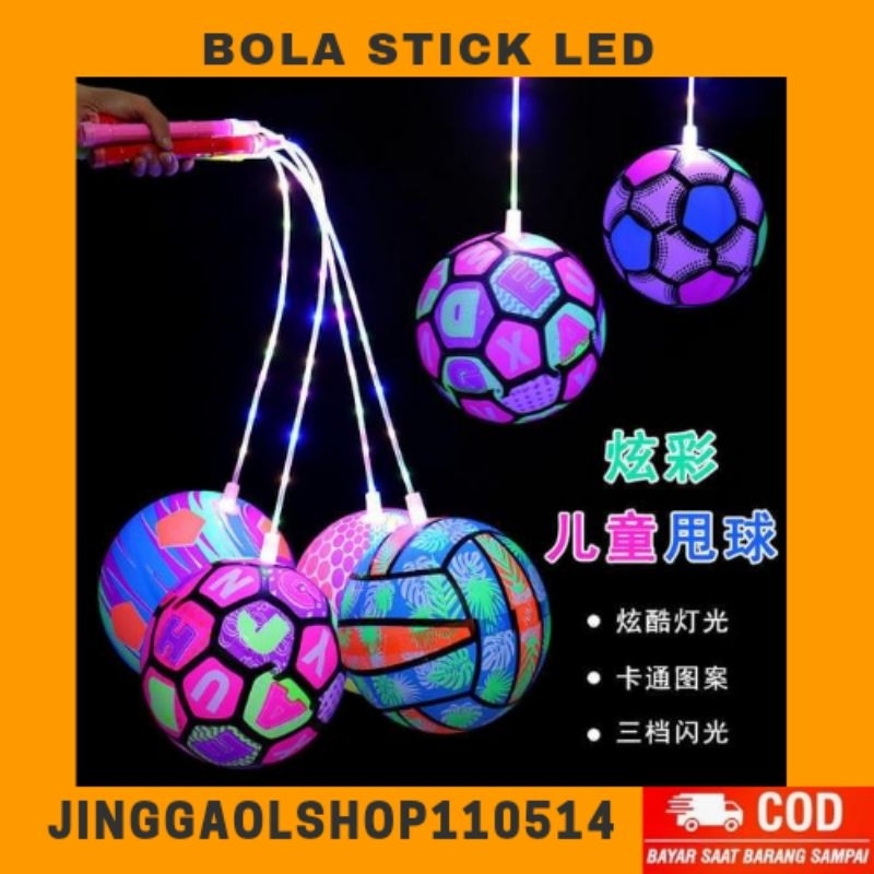 Mainan bola karet stick led