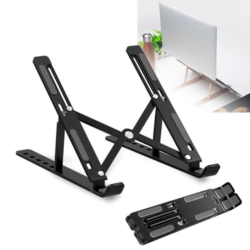 NUOXI Laptop Stand Aluminium Foldable Adjustable 6 Height - N3 Black