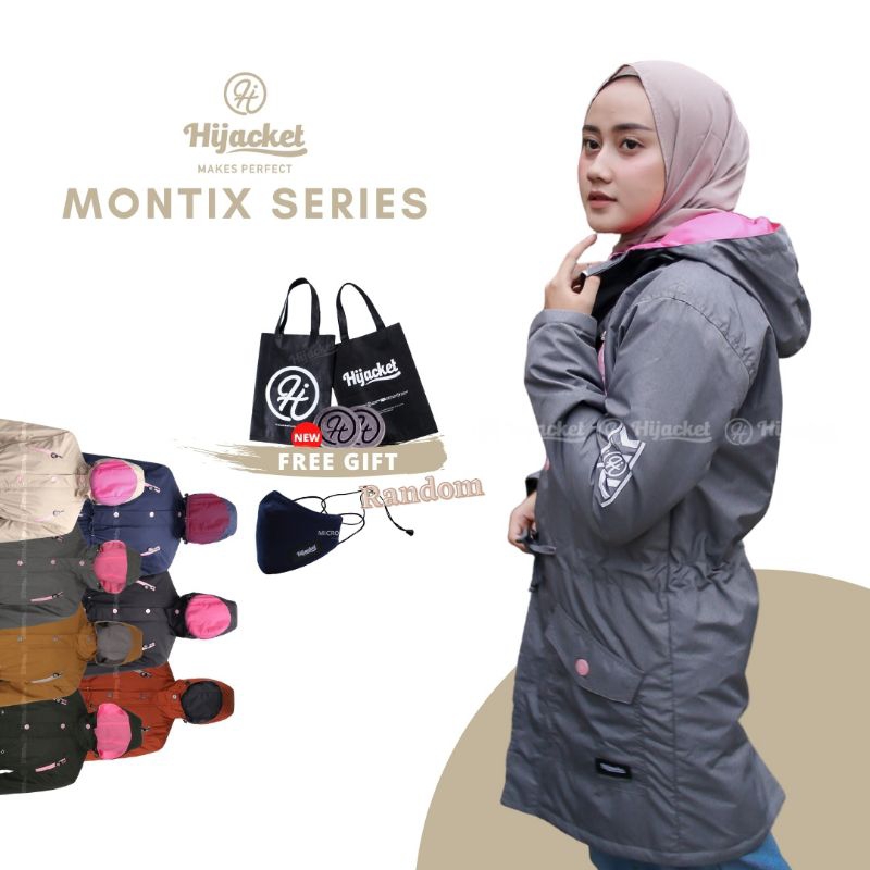 Jacket wanita waterproof Hijacket® Montix Series HIJACKETT ID All Size, XL, XXL Bahan 100% Polyfiber