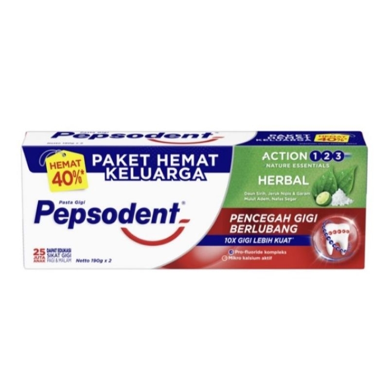 Pepsodent Herbal 190gr / Pepsodent Herbal 190gr Beli 1 Gratis 1
