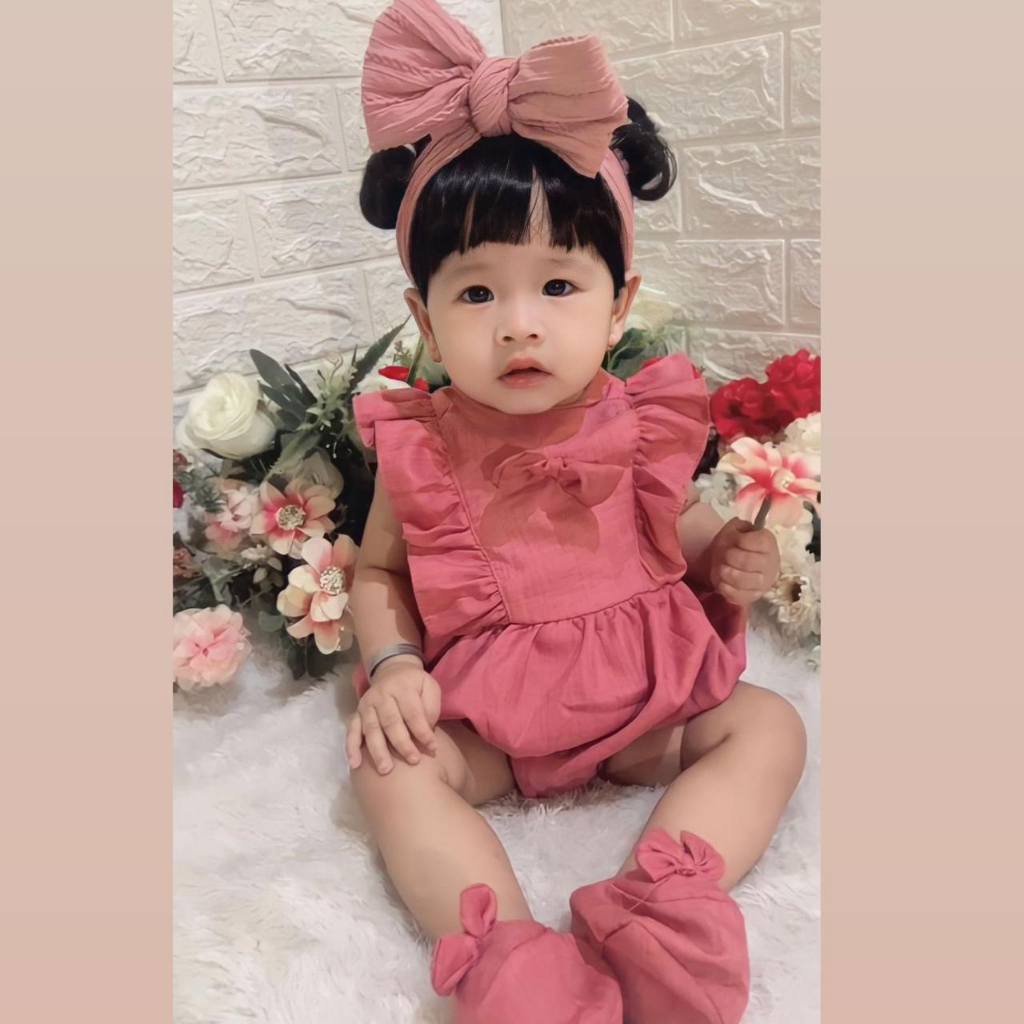 KERAH MAWAR / CHEERFUL / MICHA GWEN / CELLY MELODY JUMPER Baju setelan jumper rok bunga bandana sepatu pergi lucu fashion anak bayi perempuan