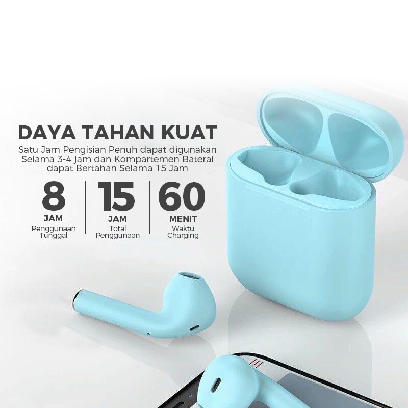 VICLOOK COD Bluetooth headset inpods 12 TWS Macaron Wireless Earphone Android IOS i12 Dengan 3D Case