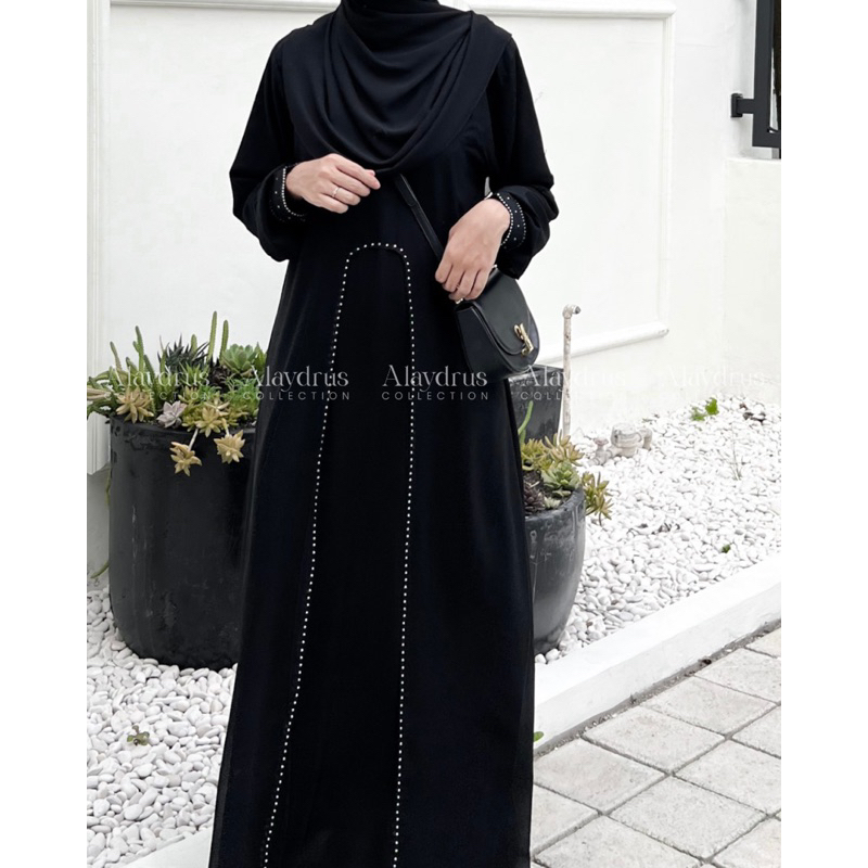 Abaya Saudi Gamis Abaya Turkey Dress Gamis Maxi Bahan Jetblack 820