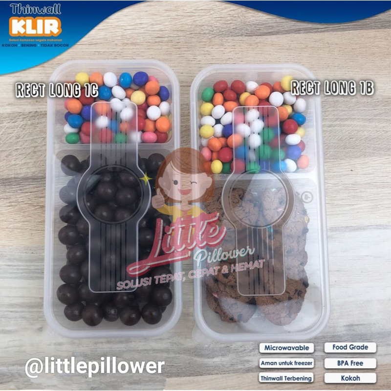 (Isi 25pcs) Thinwall Klir Rectangle Long Food Grade - Thinwall Super Bening 750ml