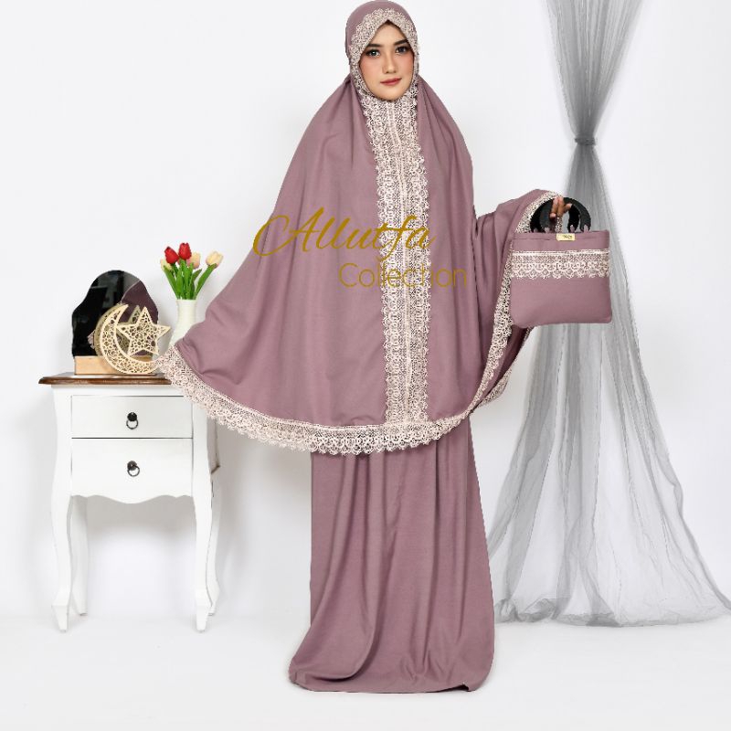 mukena Dewasa 2in1 katun  risleting aktif  depan couple JVR001