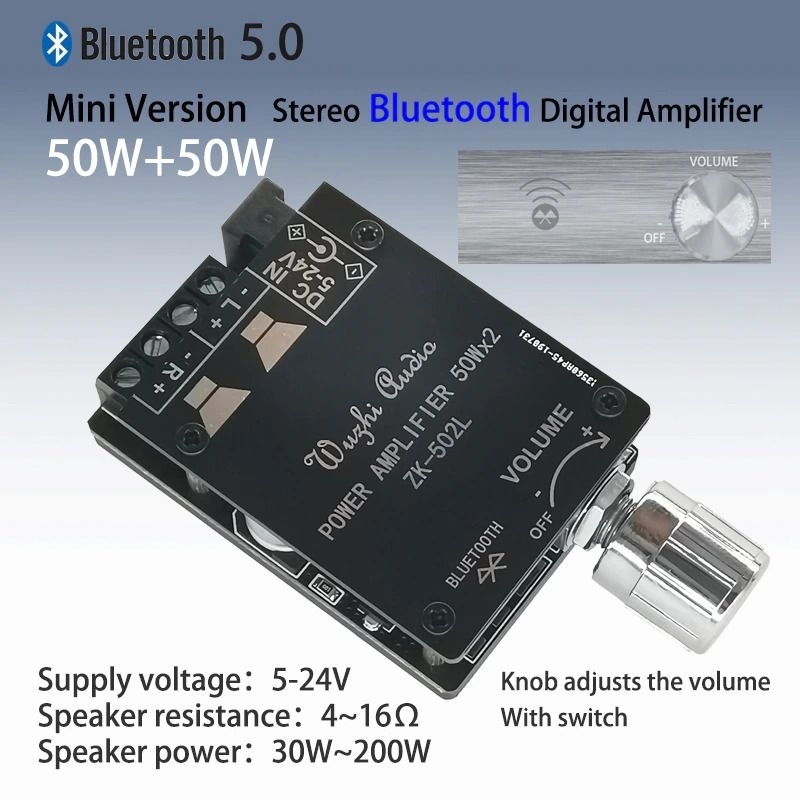 Bluetooth Audio Receiver 5.0  Wuzhi Amplifier Board 50W x 2
