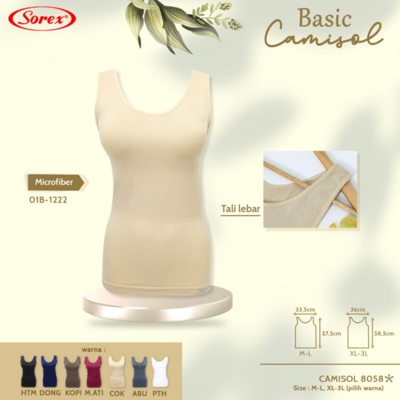 Sorex Camisol kamisol Wanita 8058 Basic Tanktop Tali Besar