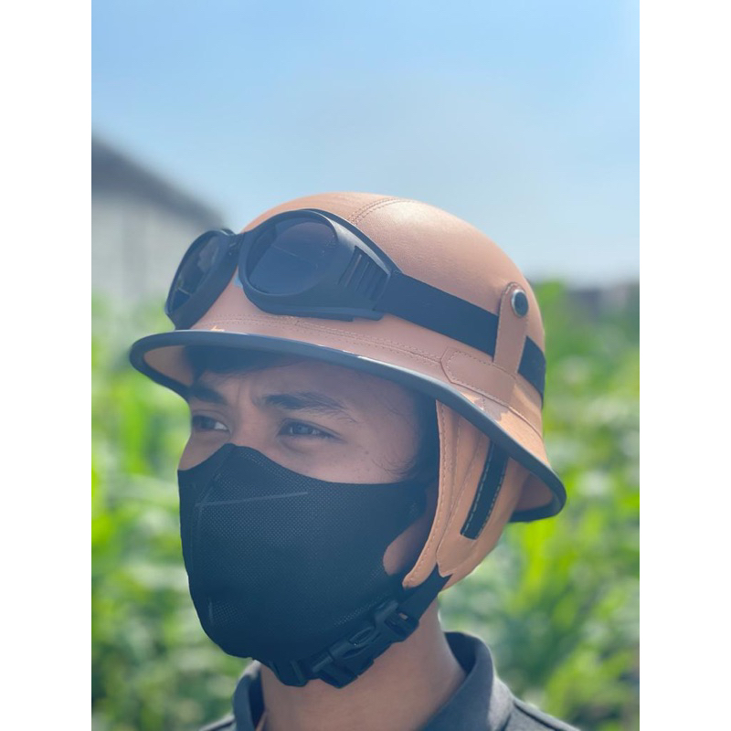 Helm Dewasa Retro Classic Millenial Warna Mocca/CremTua