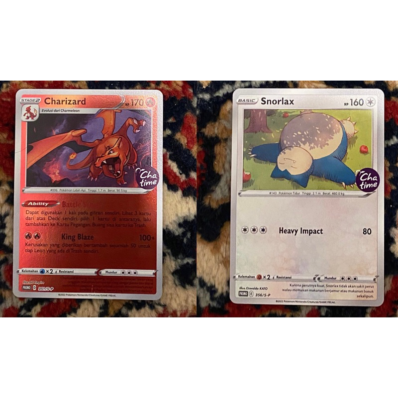 Pokemon x Chatime Indonesia Pokemon Card Charizard & Snorlax