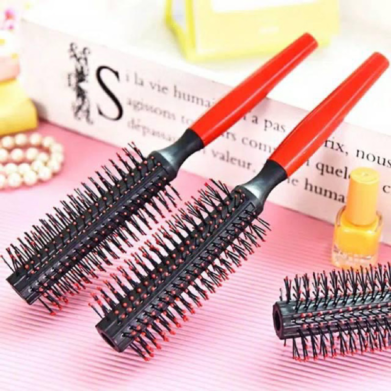 Roll Sisir Cermin Rias Makeup Portable / Sisir Rambut Rontok / Roll Sisir Rambut / Kaca Gagang Bulat Import