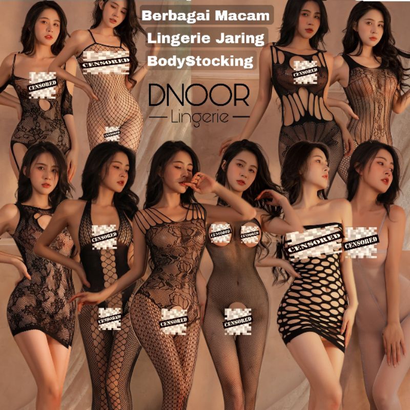 Lingerie Wanita Jaring Body Stocking Sexy / Baju Tidur Seksi / Pakaian Haram / Baju Dinas Malam