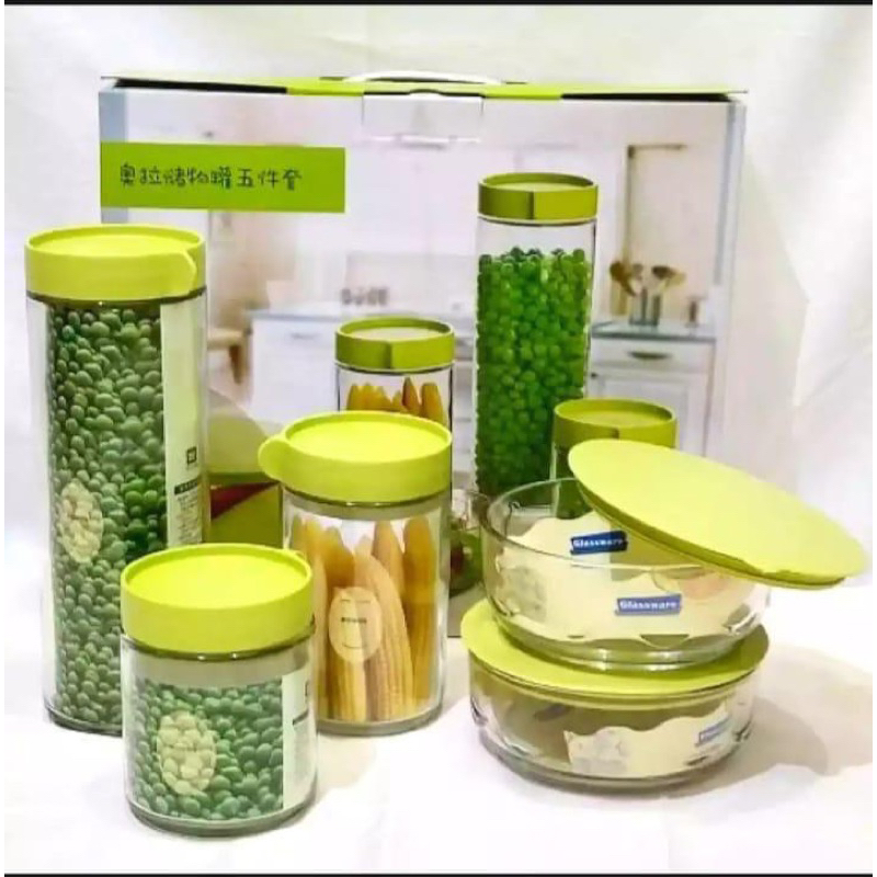 TOP SET GLASS STORAGE JAR// Mangkok Set// Toples Set