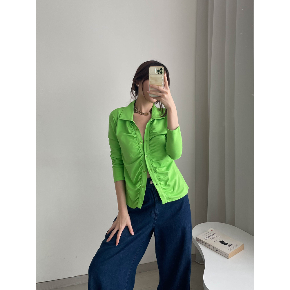 Kadaka T-0479 Scrunch Long Sleeves Top Korea