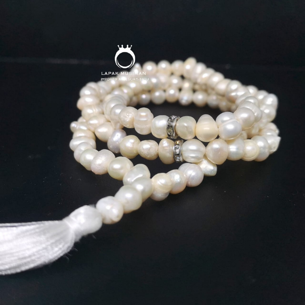 [Bayar di Tempat] Tasbih Mutiara Asli Natural 99 Butir