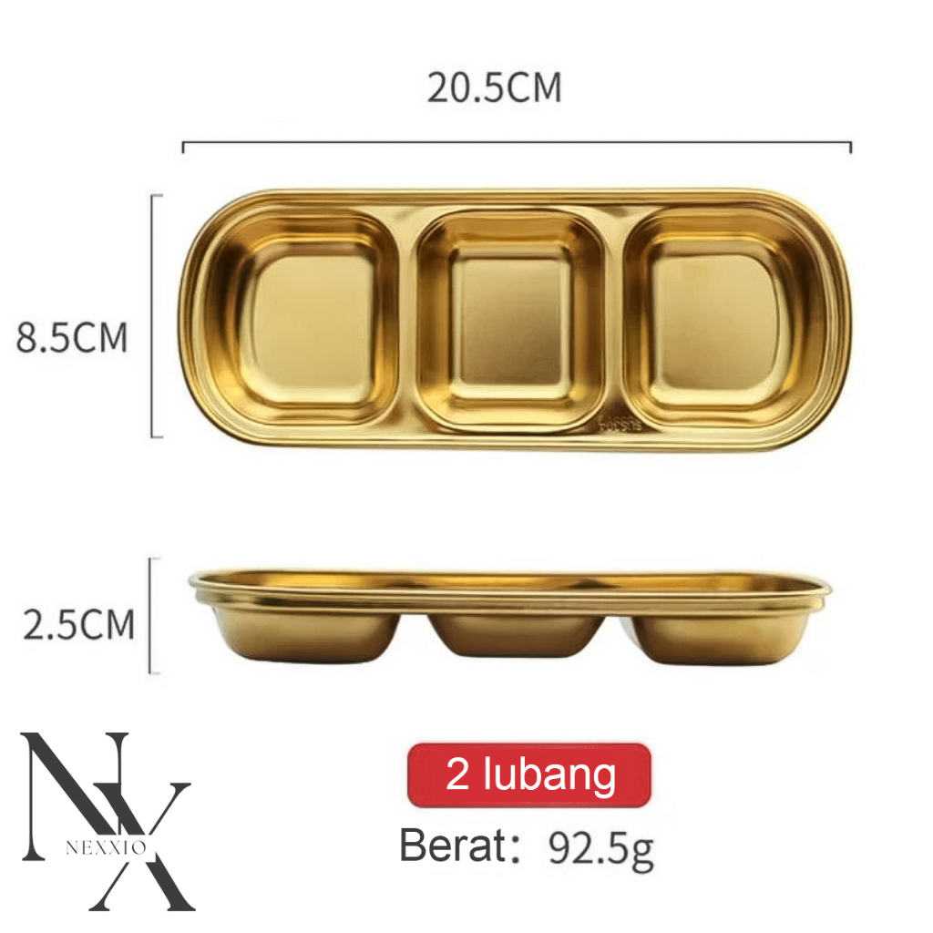 NEXXIO TEMPAT SAUS SAMBAL GOLD /  TEMPAT SAMBAL KOREA EMAS / KITCHEN PLATE SAUCE DISH GOLD KOREA