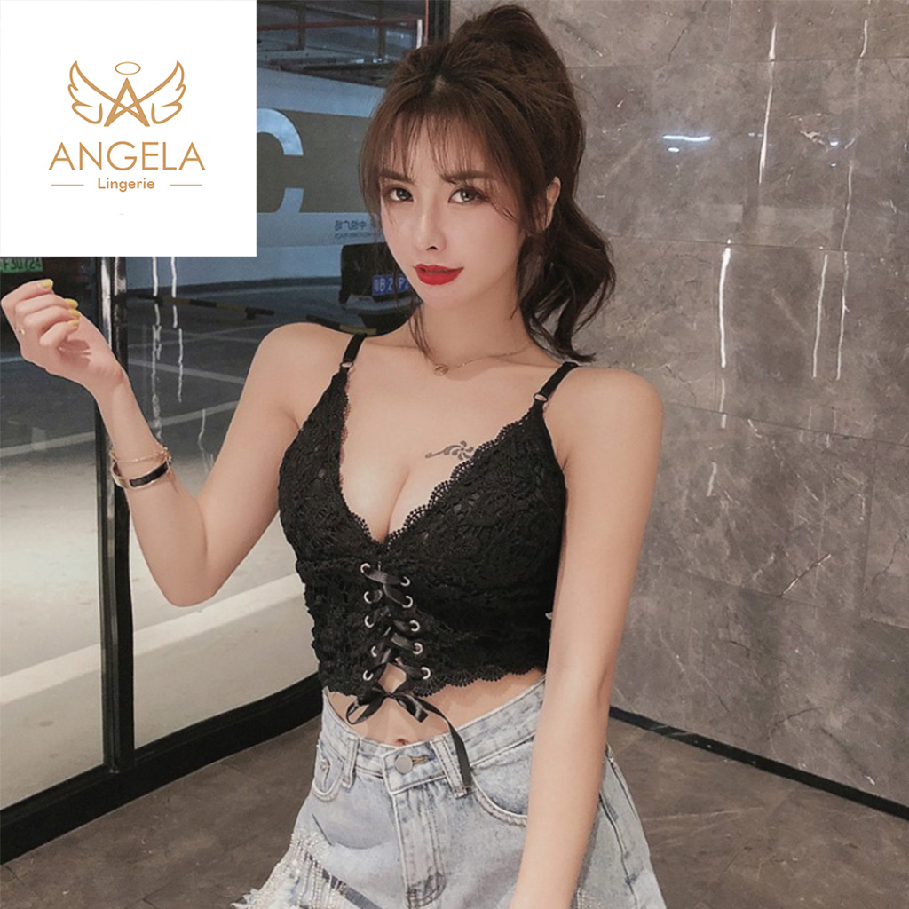 ANGELA PREMIUM JAPAN Bra BH Tank Top Camisole Push Up Set Tanpa Kawat Celana Dalam Wanita Bikini Sport Beha Lingerie Korea Fashion Bralette Remaja Perempuan Sexy Pakaian Dalam COD Renang Motif Cewek Camisole Pita Bunga Murah Naomi Jumbo