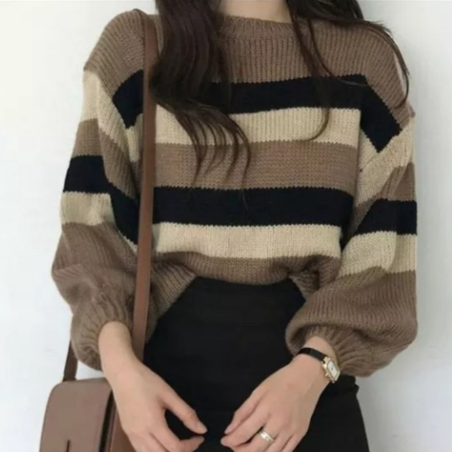 DONITA STRIPE KNIT BLOUSE RAJUT ATASAN WANITA (KOA)