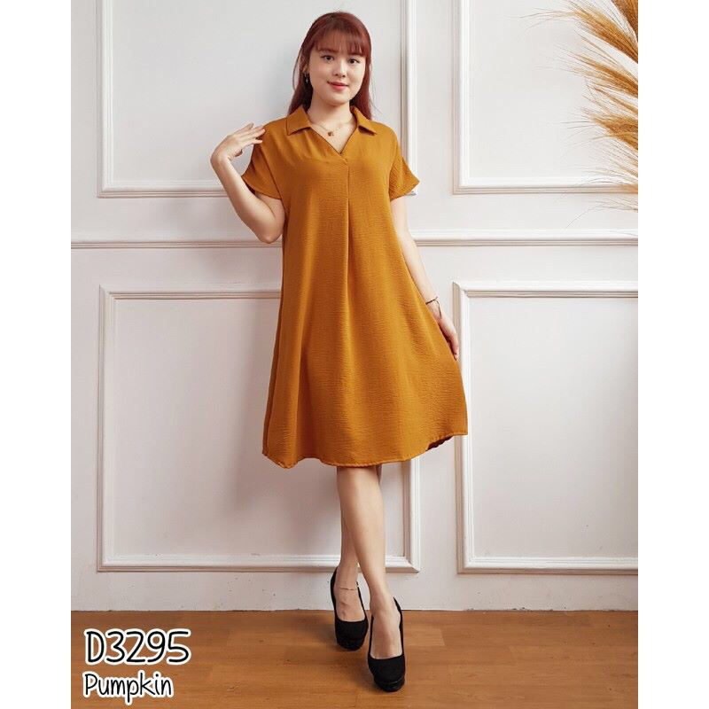 Dress midi polos casual lengan pendek