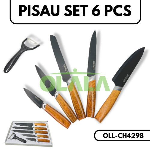 PISAU DAPUR 1 SET 6IN1 PISAU DAGING SET KNIVE 6PCS OLL-CH4298