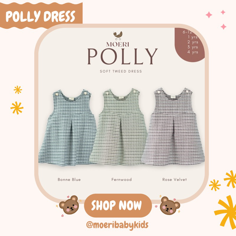 MOERI - Polly Dress Tweed Bell & Bo/ Dress Tweed Anak Perempuan