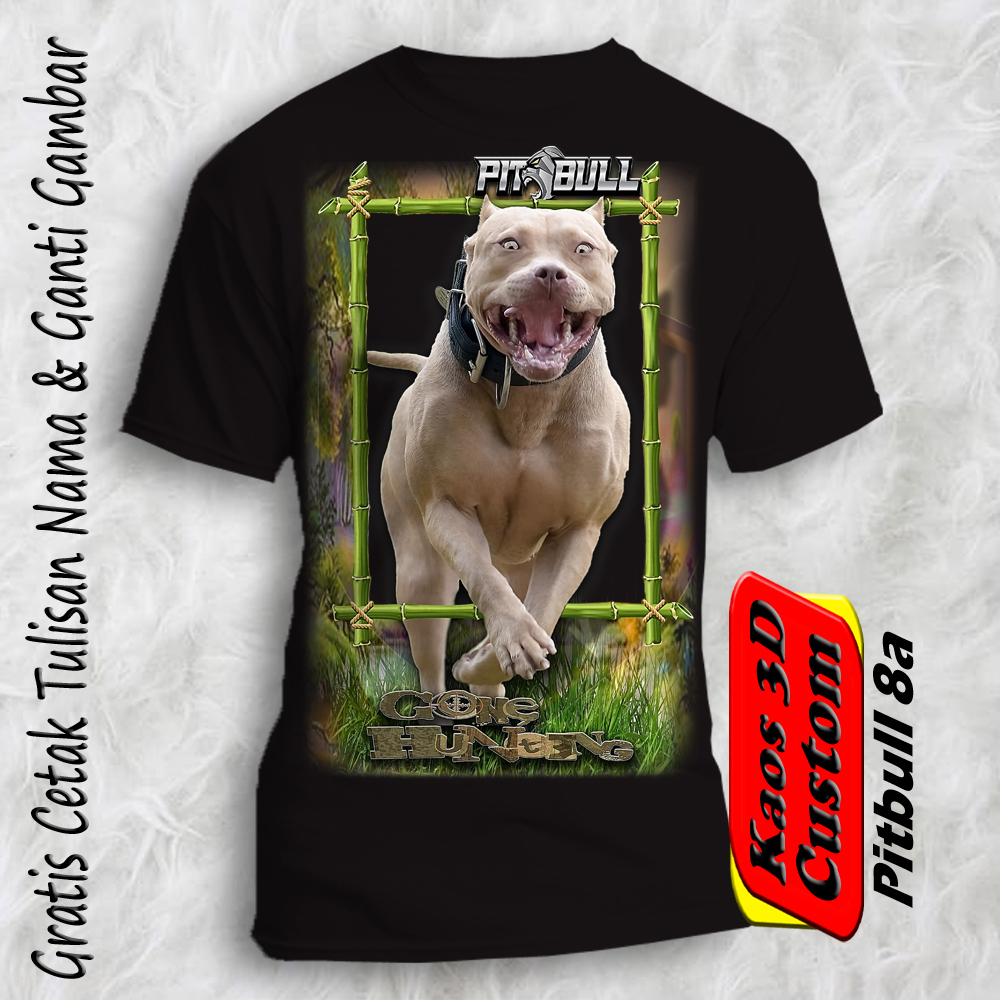 Kaos Couple Keluarga Anak ayah dan Ibu Gambar Anjing Pitbull Hunting