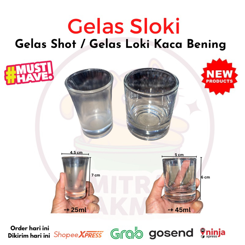 Gelas Sloki Kaca Bening / Shot Glass Gelas Shot Gelas Loki