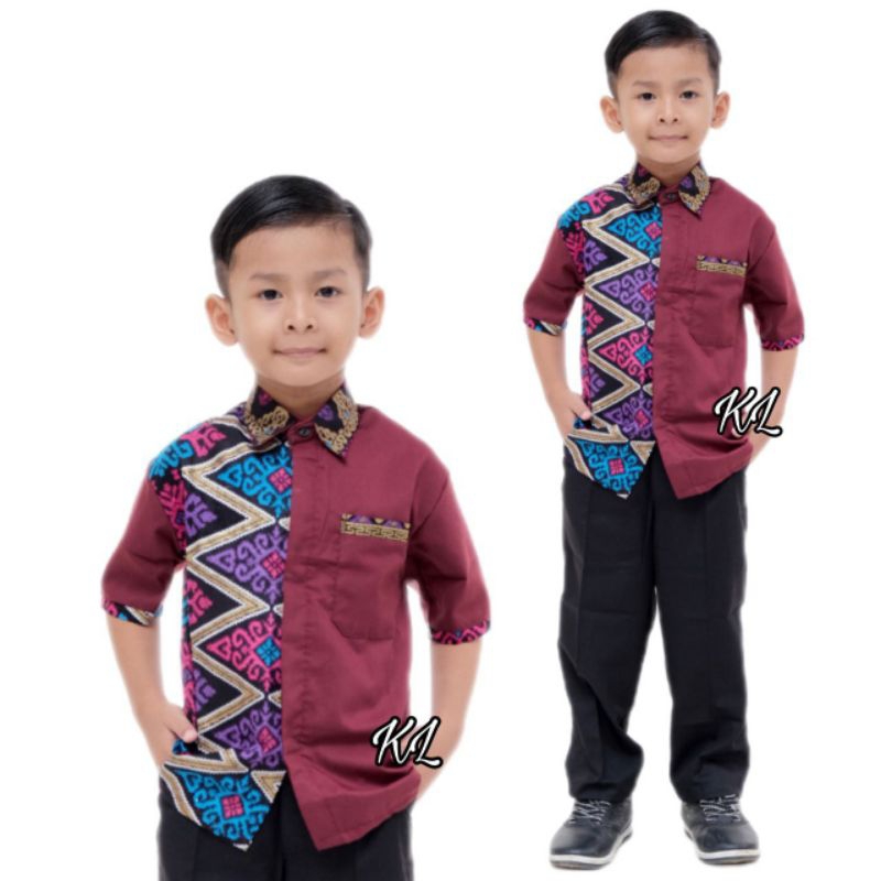 Kemeja Kombinasi Batik Anak Size M, L, XL